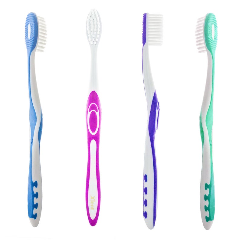 Xlent Super Soft, Tapered Bristle Toothbrush with Tongue Cleaner Assorted Colors - (4 Count) - Image 2